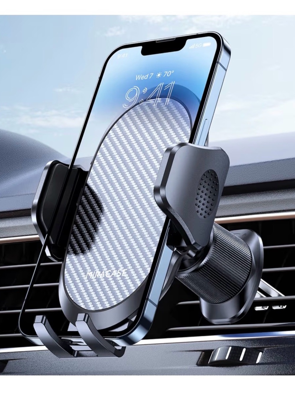 MIRACASE UNIVERSAL BLACK MATTE CELLPHONE CAR VENT HOLDER